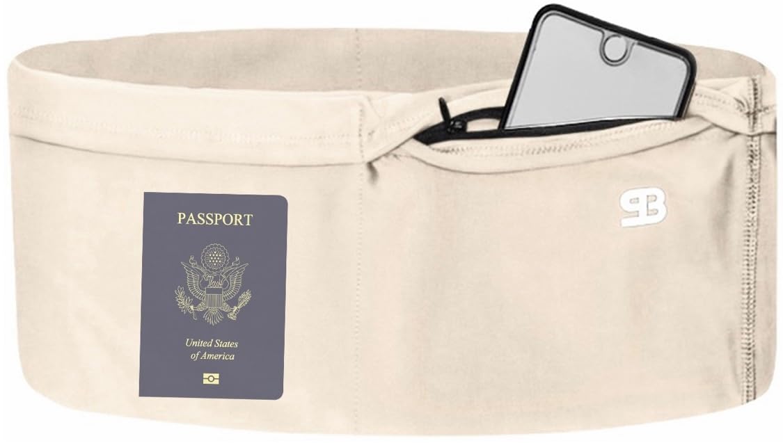 StashBandz Travel Money Belt – Running Belt, Fanny Pack, Waist Pack with Security Pockets and Zipper – Fits All Size Phones, Passport & More - Unisex