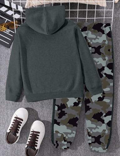 Image of Boys Clothes Boy Outfits 2-Piece Long Sleeve Hoodie and Camouflage Pants Boys Fall Winter Clothes for 6-16 Years