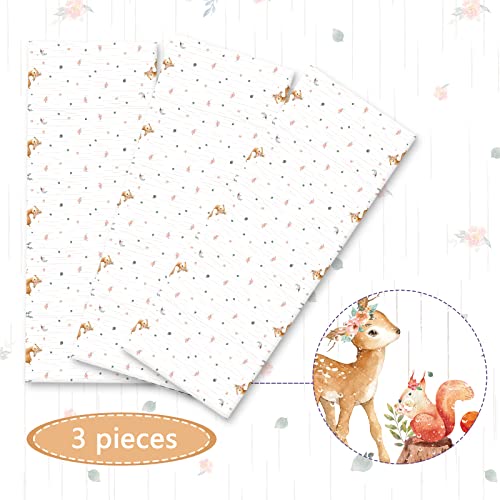 Image of 3 Pieces Woodland Tablecloths Baby Shower Decorations for Girl Floral Woodland Creatures Plastic Table Covers Forest Wild Creatures Animal Friends Table Decoration for Birthday Party Supplies