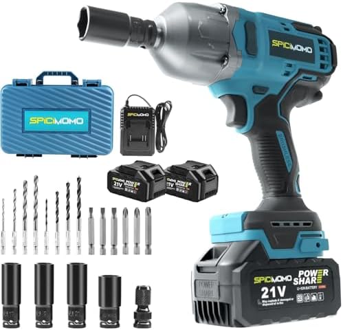 1/2 Inch Cordless Impact Wrench - 1107Ft-lbs Brushless High Torque With 2 Batteries