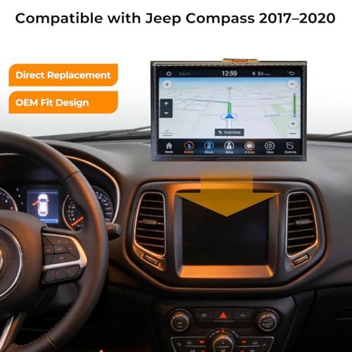 Image of 7 Inch LCD Display Touch Screen Digitizer Monitor Compatible with Jeep Compass 2017-2020 Compatible with Uconnect Replace TDO-WXGA0700K00033-V2 TDO-WXGA0700K00057-V1