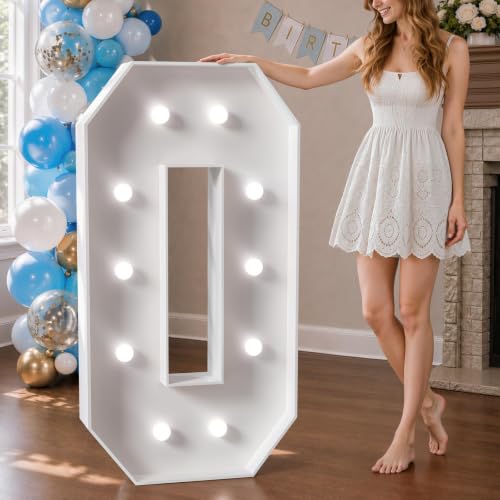 Image of Marquee Letters 4 Feet Tall Large Light Up Letters Baby Shower Decorations Wedding Engagement White Party Decorations Prom Sign Big Cardboard Backdrop O