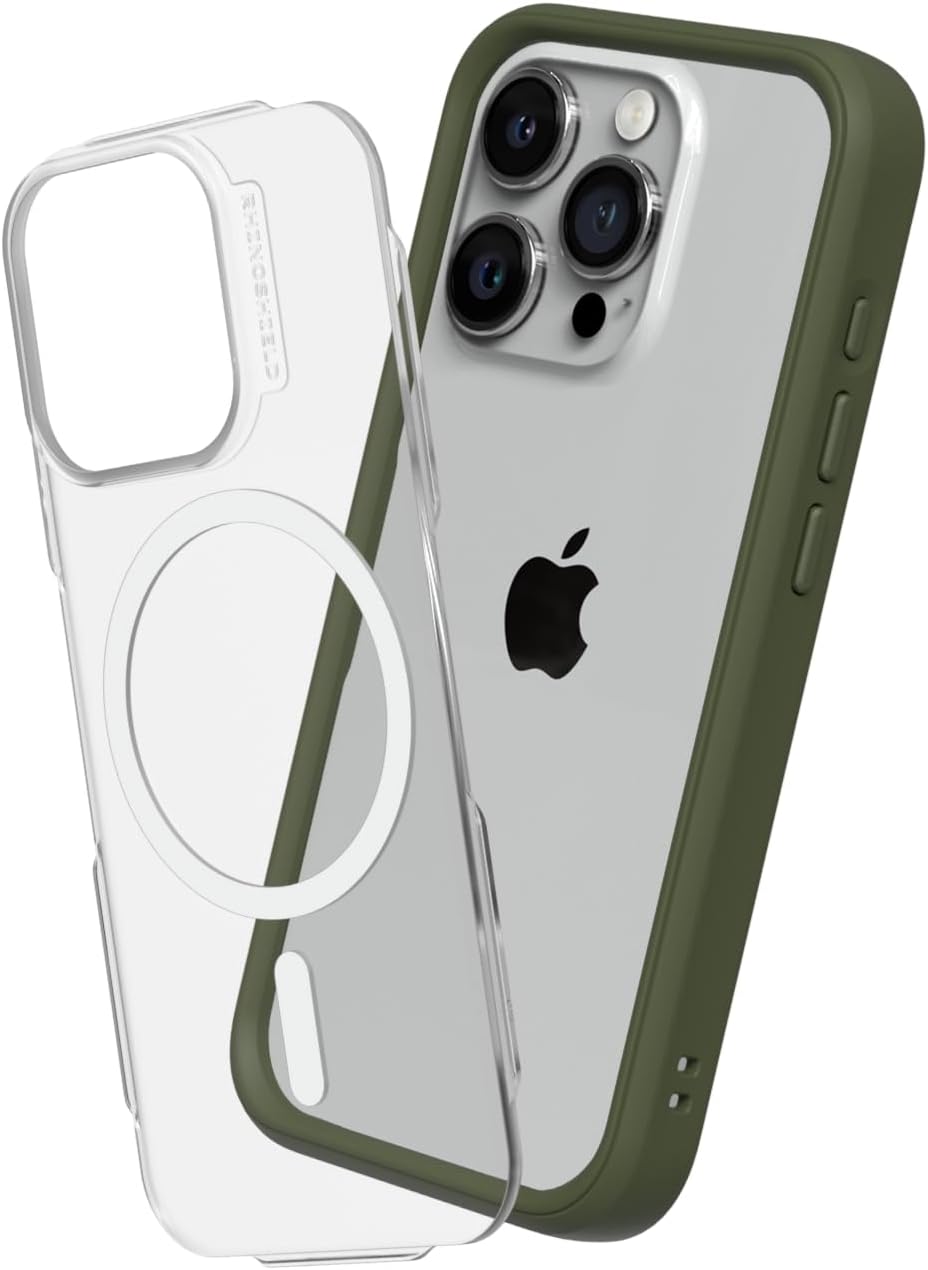 RhinoShield Modular Case Compatible with MagSafe for [iPhone 15 Pro] | Mod NX - Superior Magnetic Pull Force, Customizable Heavy Duty Protective Cover 3.5M / 11ft Drop Protection - Camo Green