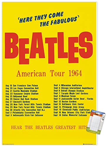 Trends International The Beatles - American Tour 1964 Wall Poster, 22.4L x 14.7W, Premium Poster & Mount Bundle