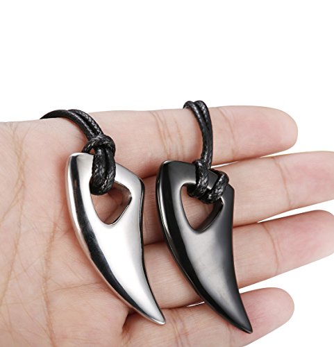 Jstyle Stainless Steel Necklace For Men Necklace Chain Spear Wolf Teeth Pendant Adjustable Chains 2 Set #TOP4