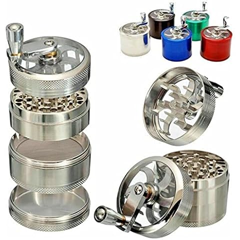 DEALBOX Mill 60MM 4 Part Grinder with Handle Large Size Portable ZINC Alloy Metal Spice Crusher 60mm Mill Cover