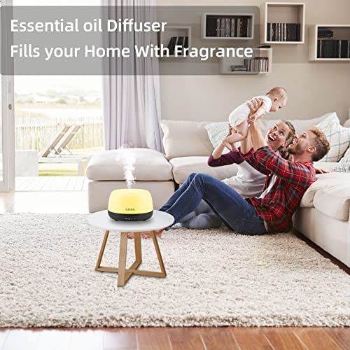 SEEDSEEL 300ML Essential Oil Diffuser, Cool Mist Aromatherapy Air Diffuser with Remote Control, USB-C Power Cord, 4 Timers and 7 Color LED Color Changing Light for Small Room, Bedroom, Home - Image 4