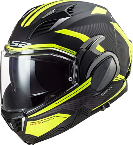 LS2, casco de moto modular VALIANT II revo negro amarillo, L
