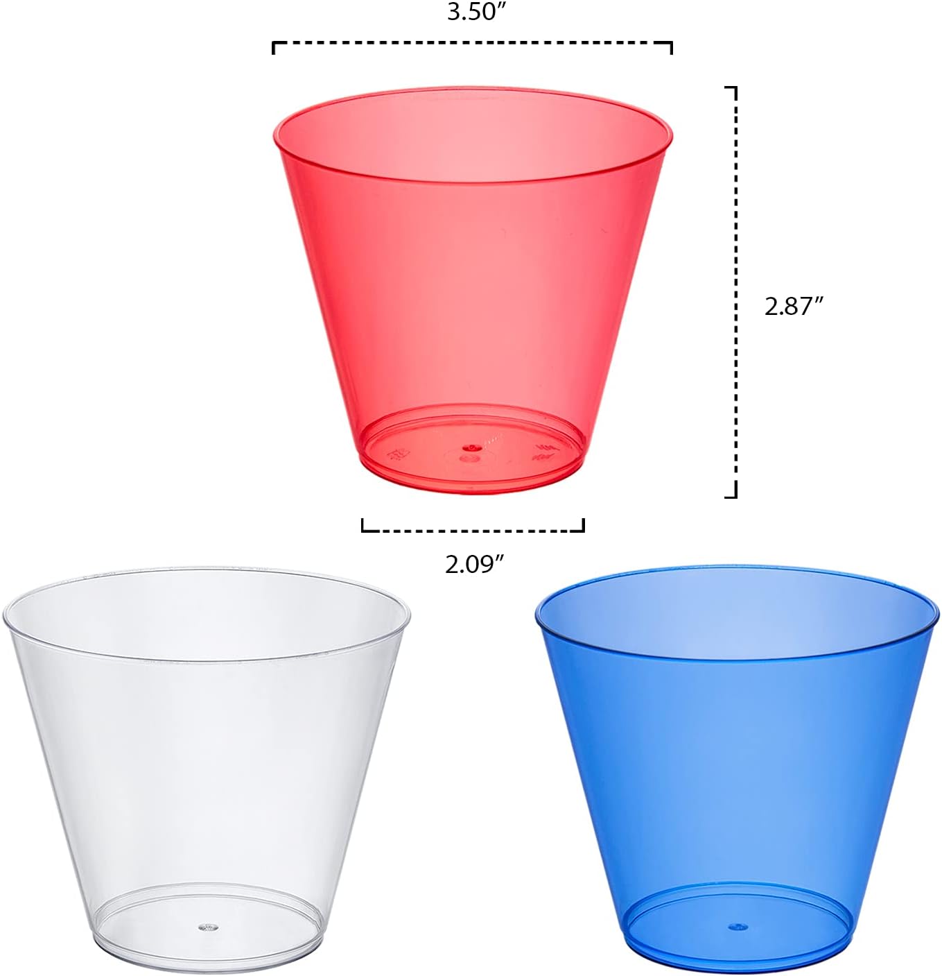 Party Essentials 20-Count Patriotic Assortment Hard Plastic 9 oz Tumblers Cups, Red/Clear/Blue