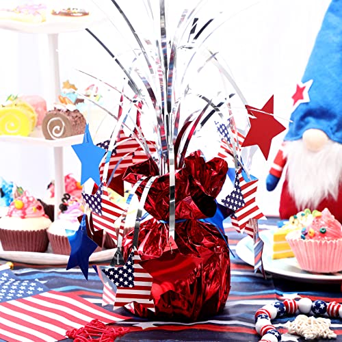 Image of Canlierr 4 Pcs 4th of July Table Decorations, Patriotic Metallic Foil Spray Star Centerpiece for 250th Anniversary, Red White and Blue USA Flag Decor for Memorial Day, Independence Day, Party Supplies