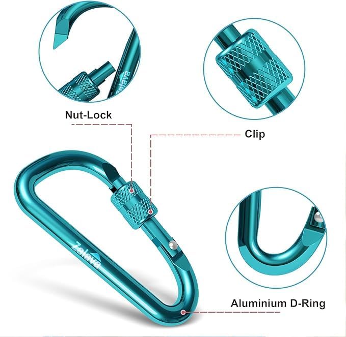 6pcs 2”D-Clip Durable Locking Carabiner Keychain Clip,Keychain Clip Hook - Image 6