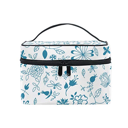 Travel Cosmetic Bag Blue Peony Flower Spring Floral Toiletry Makeup Bag Pouch Tote Case Organizer Storage For Women Girls