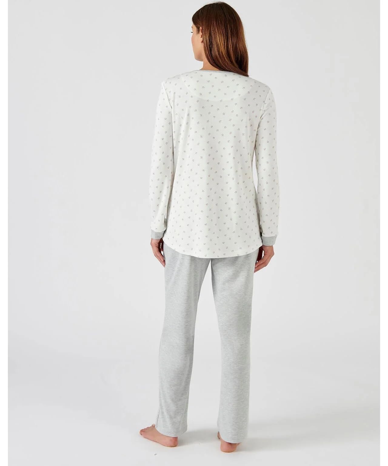 Damart - Ensemble de Pyjama pour Femme - Manches Longues, Maille Interlock Thermolactyl - Haut et Bas de Pyjama Chauds, Moelleux et Confortables