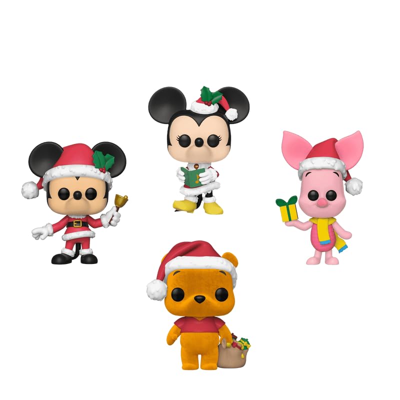 Pop! Disney Holiday (Only Winnie the Pooh is Flocked) 4-Pack, Multicolor, Standard Size