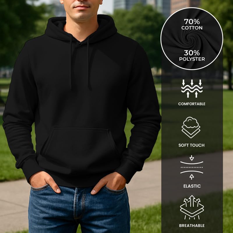 Image of Circle Clothing Men's Fleece Hoodie - Ultra Soft and Comfortable Hoodie - Heavy Weight Pullover Hoodies with Kangaroo Pocket
