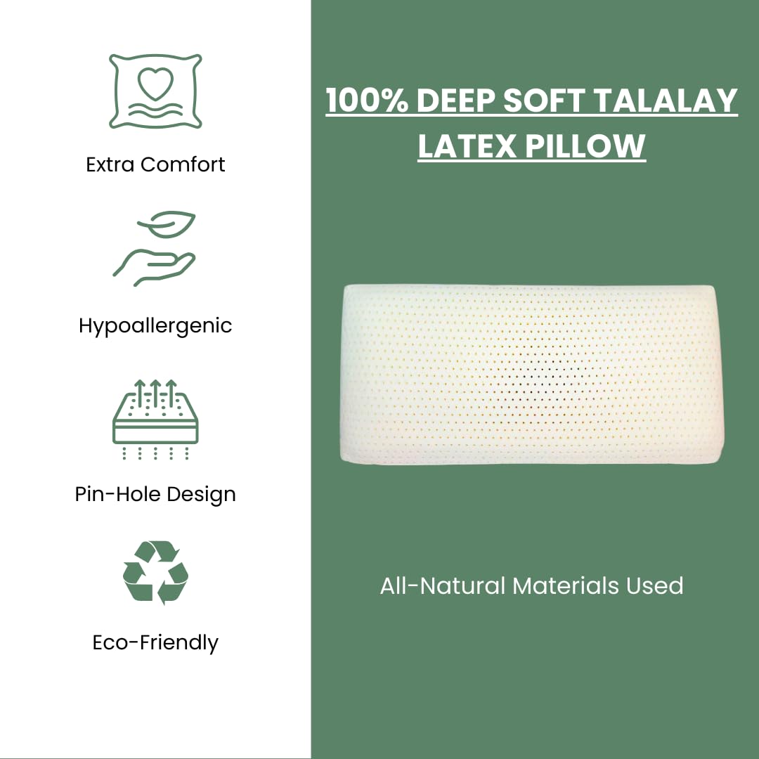 OrganicTextiles DS - Almohada de látex con funda de algodón orgánico (tamaño estándar, mediano), certificado GOTS, almohada de cama para dormir, ayuda para aliviar el dolor de cuello, soporte para la