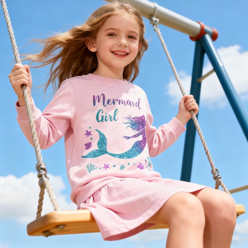 Image of Girls Cotton Crewneck Sweatshirt Size 2-10 Years Toddler Girls Kid Graphic Shirts
