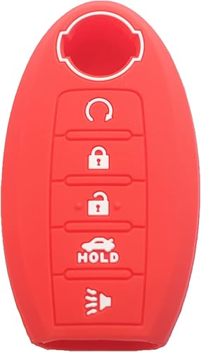 Miniatura 3 de kcpros Funda de goma de silicona con 5 botones para llavero inteligente, protector de piel sin llave con llavero compatible con Nissan Altima Sentra