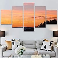 SIGNWIN 5 Panel Canvas Wall Art Coastal Multicolor Photography Relax/Calm Romantics Sunset for Home Decorations Ready to Hang - 60
