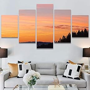 SIGNWIN 5 Panel Canvas Wall Art Coastal Multicolor...