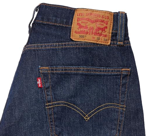 Image of Levi's Men's 505 Regular-Fit Jeans, Nail Loop Knot - Dark Indigo, 30Wx30L