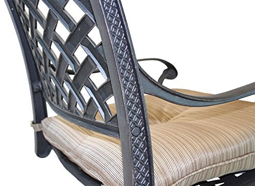 Nassau Outdoor Patio 4 Swivel Barstools 30" High Cast Aluminum Dark Bronze, Walnut Cushions #TOP6