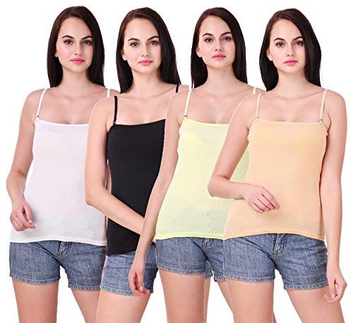 17hills Set of 4 Spaghetti Camisole Vest Top Inner Wear Camis with Adjustable and Detachable Strap (Free 1 Pair Transparent Strap) for Women and Girls-picture-36