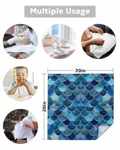 Servilletas de Tela Abstract Fish Scales 4PCS Azul miniatura 5