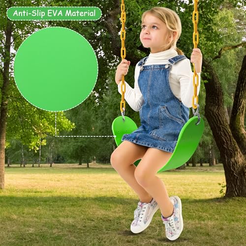 Image of Sunnyglade 2PCS Swings Seats Heavy Duty with 66 inch Chain, Playground Swing Set Accessories Replacement with Snap Hooks, Support 250lb (2, Grass Green)
