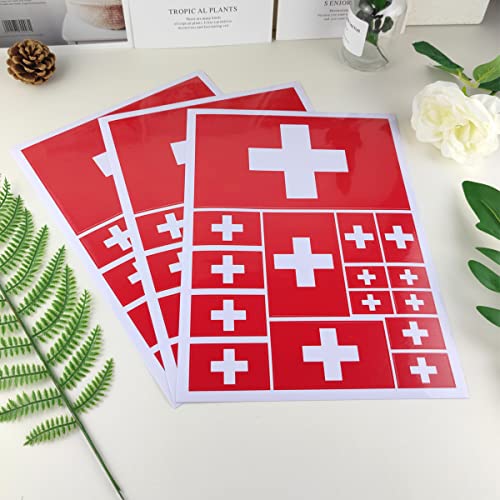 Image of QQSD Switzerland Flag Sticker Swiss Decal in Multiple Sizes, 3 Pack, 11.7 x 8.3 Inches