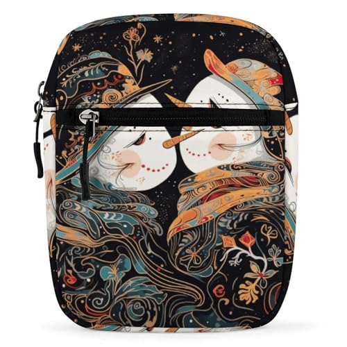 Satchel Tote Bag Messenger Bag Snowman Kissing Printed Mini Sling Bag Purse Suitable for Work Travel