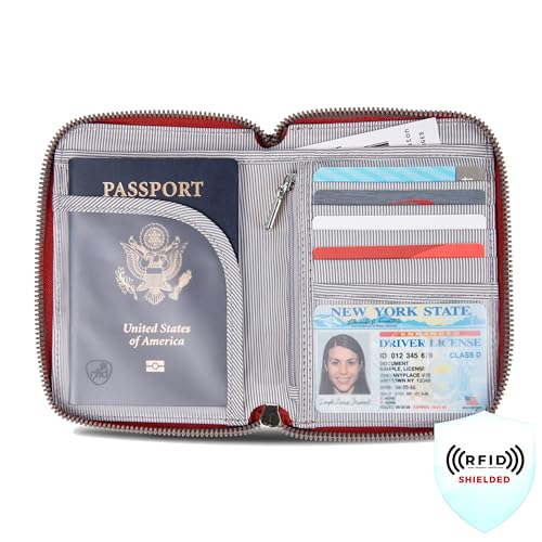 Image of Travelon Rfid Blocking Passport Zip Wallet Passport Wallet, Poppy, 4.5 inchW x 6 inchH x 0.75 inchD, Travelon Rfid Blocking Passport Zip Wallet