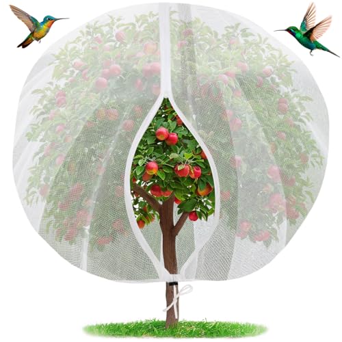 Mckanti 8.2 x 6.6 ft Fruit Tree Netting with Zipper and Drawstring for Garden, Bird Netting Covers for for Fruit Trees to Prevent Squirrels, Birds ﻿