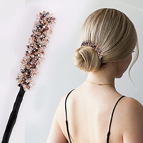 2021 Deft Bun Topcci Rhinestone Hair Bun Maker, Magic Hair Styling Deft Bun, Bun Maker for Hair, Hair Bun Accessories for Women, Elegant Deft Bun, Flower Bud Head Coil Hair Device 1PCS (Style B)