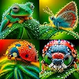 Bgraamiens Puzzle- Beautiful Wild Life in Dew Collage Puzzle for Adults 1000 Pieces,High Definition Colorful Square Wild Life Jigsaw Puzzle