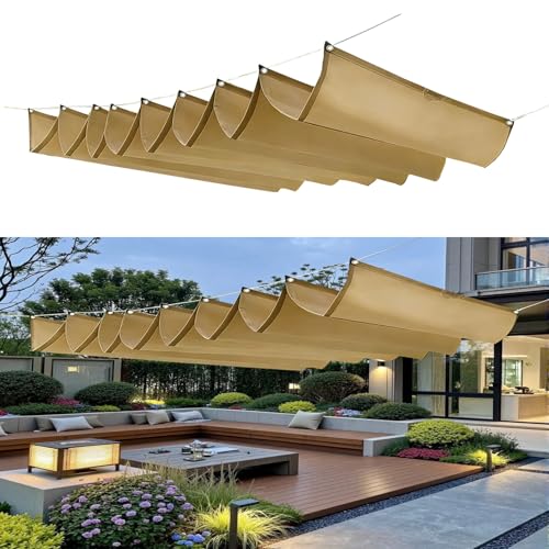 Voile d'ombrage rétractable imperméable avec œillets bâche kaki anti-UV - 2
