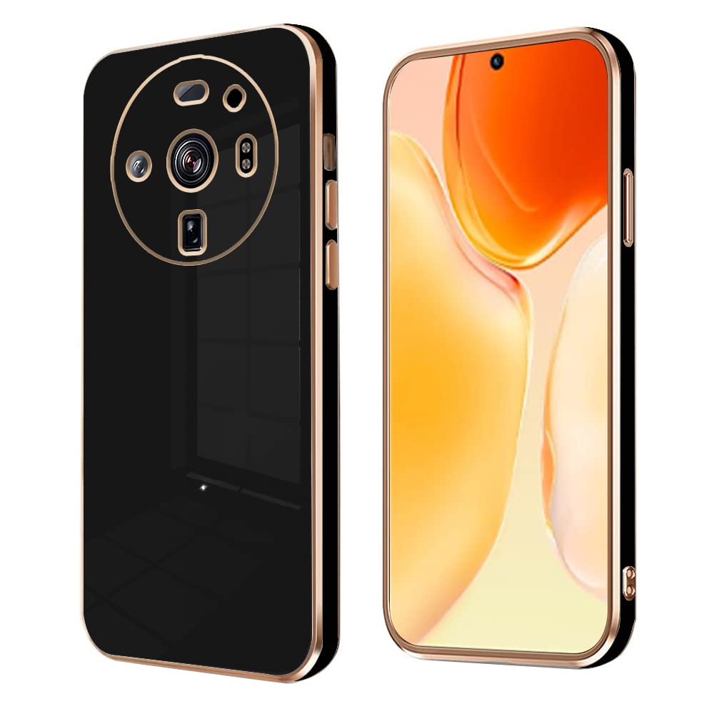 Compatible with Xiaomi 12S Ultra Case Silicone, Shockproof Accessories Xiaomi 12S Ultra Phone Case Slim Protective Case White Cover (Black)