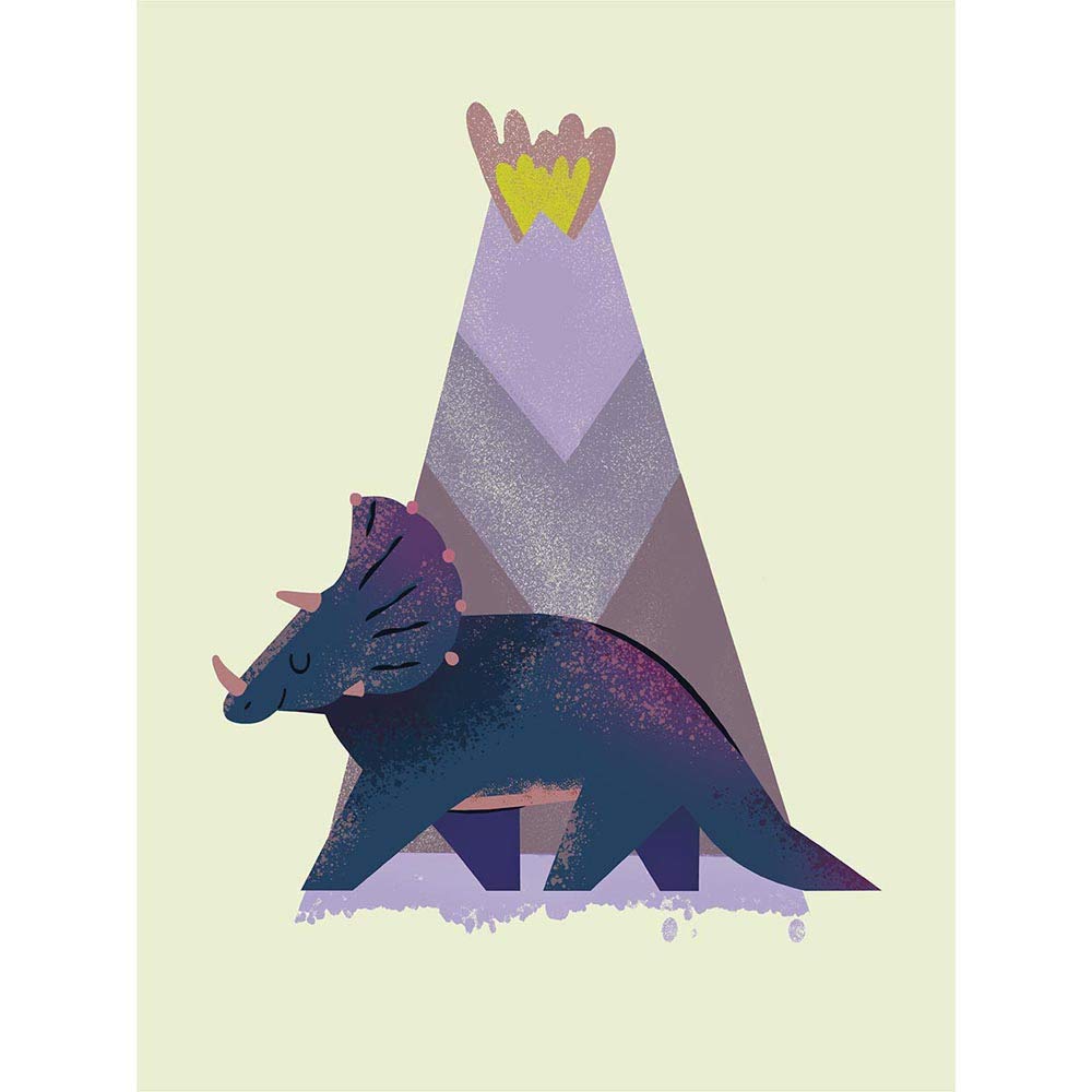 Wee Blue Coo Dinosaur Triceratops Art Print Poster Wall Decor 12X16 Inch