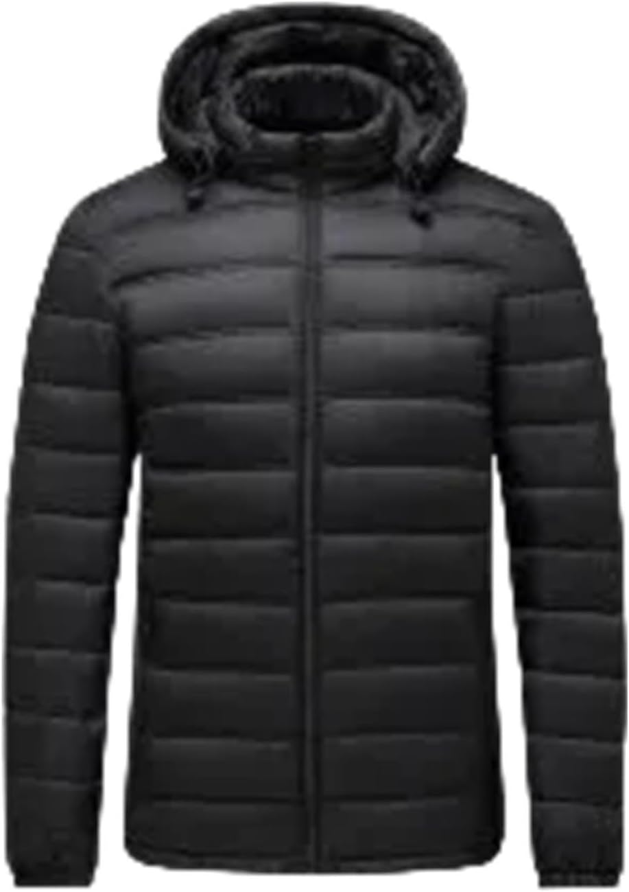 Mens Casual Thickened Cotton Jacket Stand Collar Hooded Warm Coat Loose Fit Daily Wear