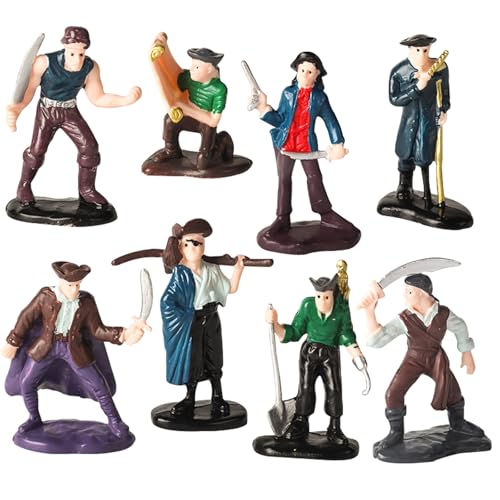 Personajes de acción pirata,8 piezas Juegos de personajes temáticos en diferentes posturas,divertidos regalos de fiesta para niños y accesorios de fiesta,Figuras piratas decoración para tartas