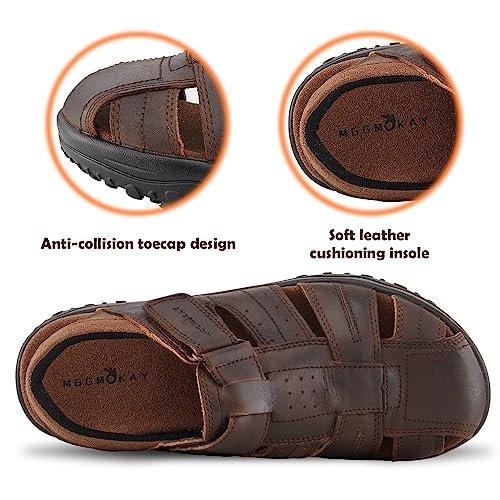 MGGMOKAY Men's Fisherman Sandals Summer Genuine Leather Breathable Outdoor Sandal Closed Toe3