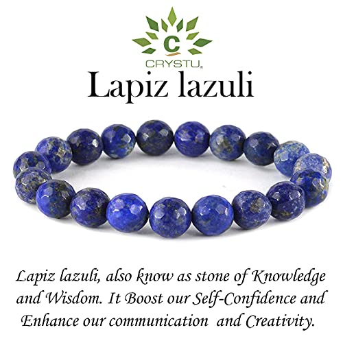 Image of Certified Natural Crystal Stone Diamond Cut /Faceted 10 mm Beads Bracelet for Men & Women | Reiki Charged Gemstone Jewellery | Multiple Stone Variants Available