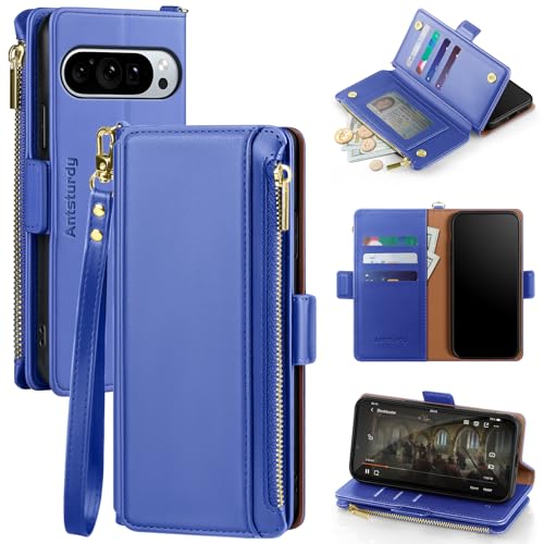 Étui portefeuille Pixel 10 Pro XL anti-choc et compartiment zippé pour monnaie