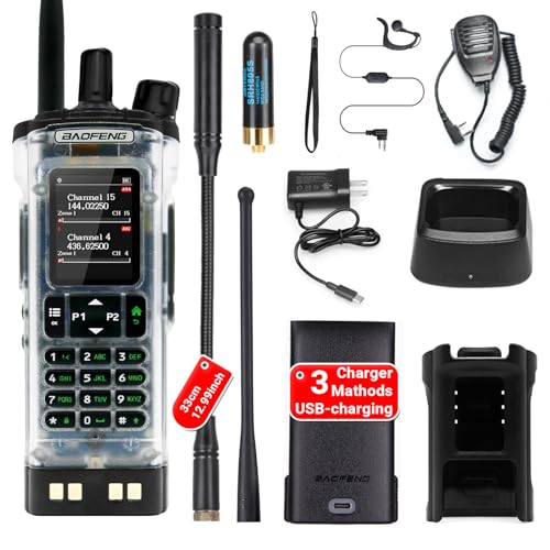 Image of BAOFENG DM-32 DM32 10W DMR Ham 2 Way Radio GPS Matching Writing Frequency Satellite Positioning Type-C DM32(1PC) (Transparent)