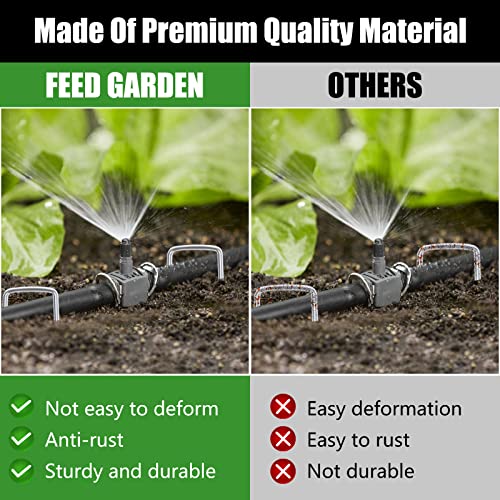 Image of FEED GARDEN 4 Inch Galvanized Landscape Staples, 12 Gauge Anti-Rust Garden Stakes, Weed Barrier Stakes 500 Pack