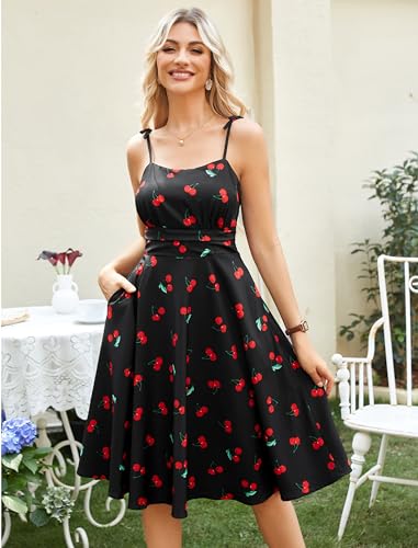 Image of Belle Poque Women's Spaghetti Strap Midi Vintage Tea Party Dress | Belle Poque Women's Spaghetti Strap Midi Vintage Tea Party Dress,A-line,Cocktail Dress,Graduation Homecoming Dress