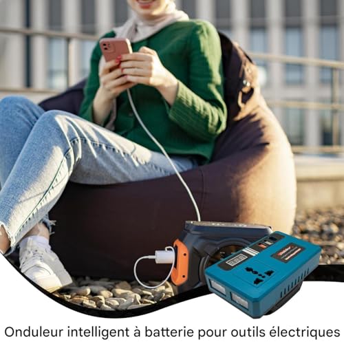Onduleur de batterie 21V compact avec LED intégrée et système de conversion portable - 2