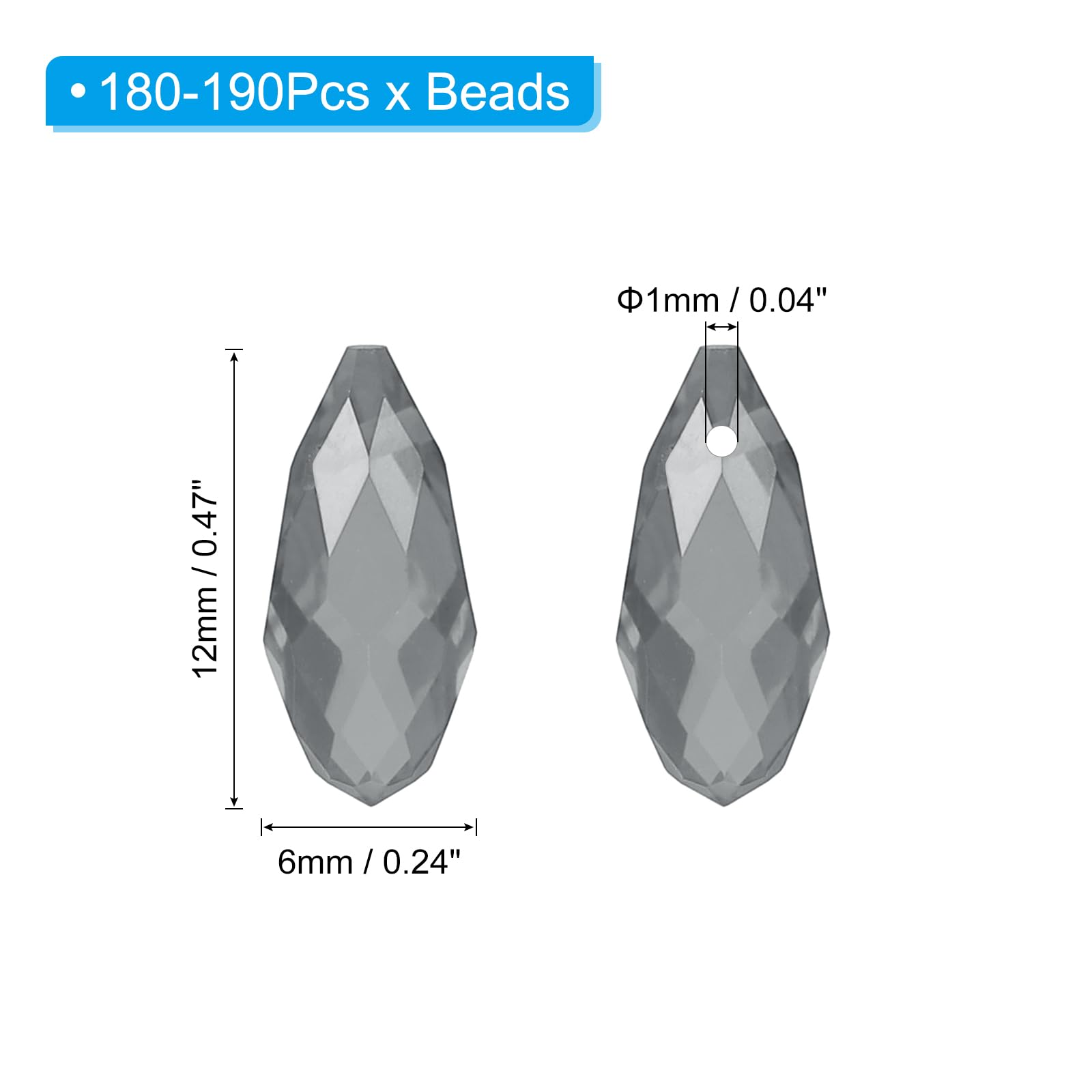 PATIKIL 2 Strands 180-190Pcs Teardrop Crystal Beads - Image 2