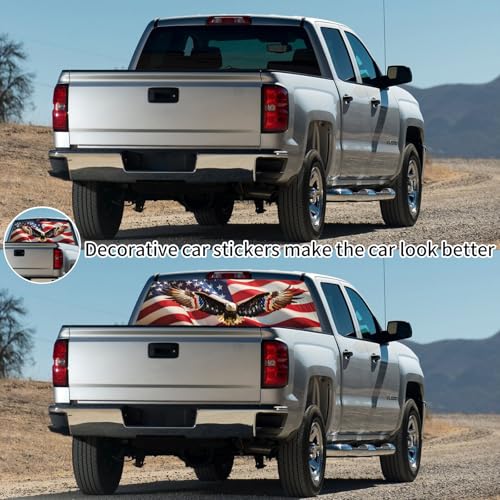 Image of Rear Window Decals for Trucks - 65x17.3 in Back Window Decals Fit Most Pickup Trucks SUV, Vinyl American Flag Back Window Decal Truck Rear Window Graphics for Personalized Decoration