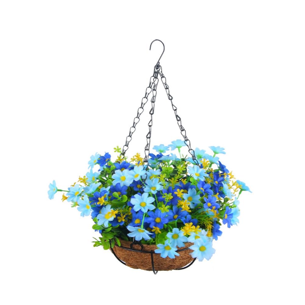 CTRLZS Artificial Hanging Flowers in Basket Hanging Baskets Garlands Home Flowers for Patio Lawn Garden Decor, for the Decoration of Outdoors and Indoors- Blue